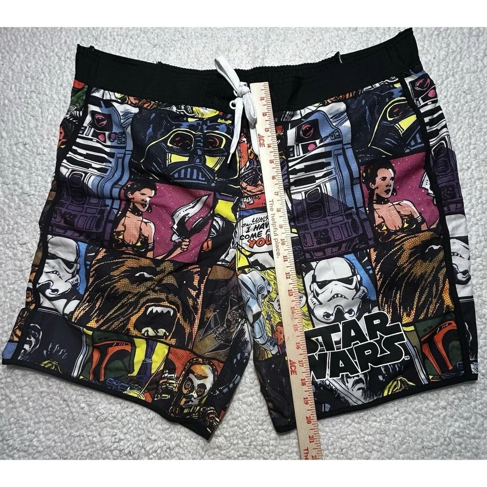 Star Wars Mens Comic Book Print Swim Trunks Board Shorts Mesh Lining 2XL